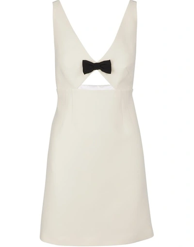 Miu Miu Bow-embellished Cutout Wool And Silk-blend Mini Dress In White |  ModeSens