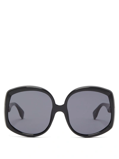 Le Specs Illumination Oversized Acetate Sunglasses In Black/ Smoke