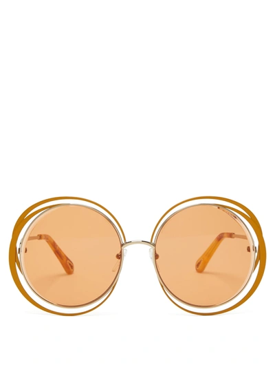 Chloé Carlina Round Metal And Acetate Sunglasses In Orange