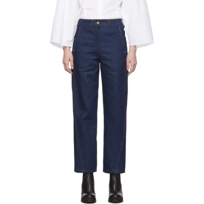 Lemaire Twisted High-rise Wide-leg Jeans In 761 Indigo