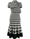 Alexander Mcqueen Wool-blend Jacquard Midi Knit Dress In Ivory/black