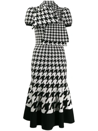 Alexander Mcqueen Wool-blend Jacquard Midi Knit Dress In Ivory/black |  ModeSens
