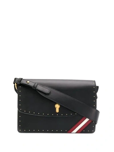 Bally Celestine Medium Leather Shoulder Bag In Black/antique Gold