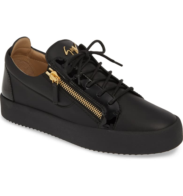 Giuseppe Zanotti Leather Zipper Low-top Sneakers In Nero/ Black | ModeSens