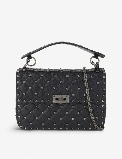 Valentino Garavani Rockstud Spike Quilted Leather Medium Shoulder Bag In Black