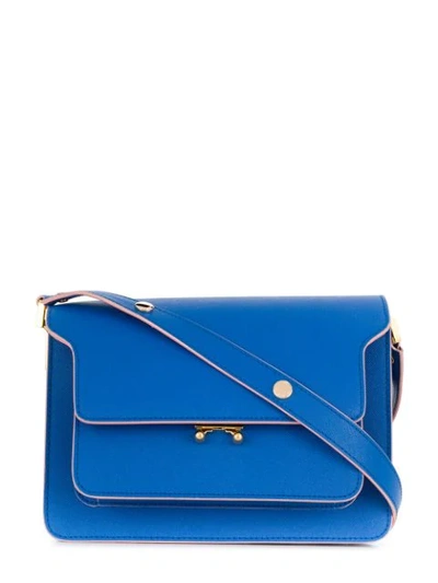 Marni Small Trunk Leather Shoulder Bag In Blue