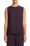 Theory Continuous Silk Polka Dot Tank Top In Deep Navy Multi