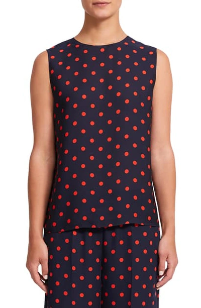 Theory Continuous Silk Polka Dot Tank Top In Deep Navy Multi