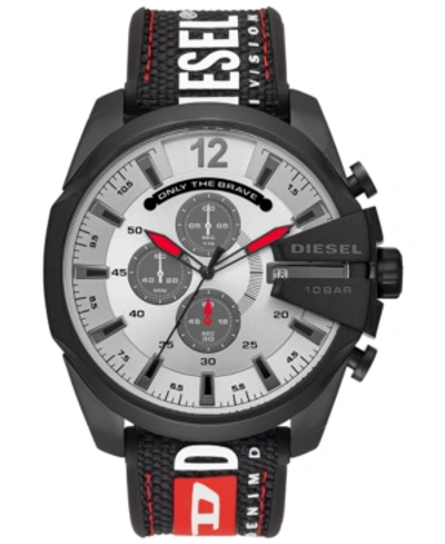 Diesel Men's Chronograph Mega Chief Black Silicone Strap Watch 51mm