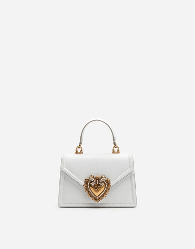 Dolce & Gabbana Medium Devotion Bag In Smooth Calfskin In White