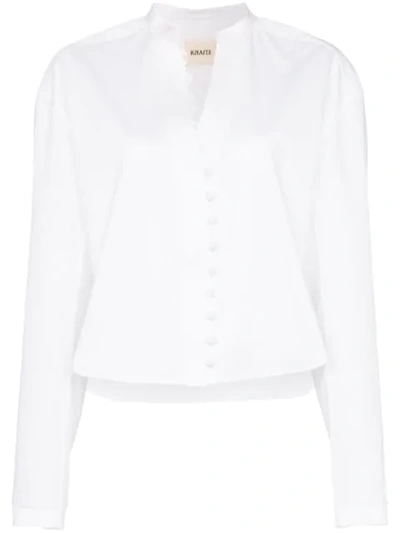 Khaite Charlotte Mandarin-collared Shirt In White