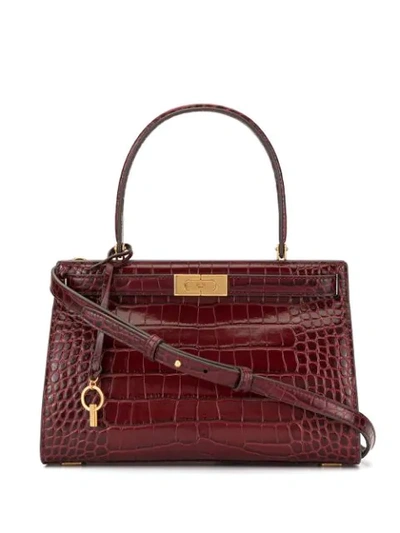 Tory Burch Croc Embossed Handbag In Red