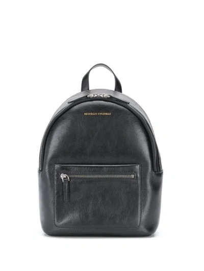 Brunello Cucinelli Logo Zipped Backpack In Black