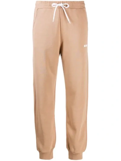 Msgm Logo Print Track Pants In Neutrals