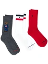 Ralph Lauren Logo Sock Trio In Red