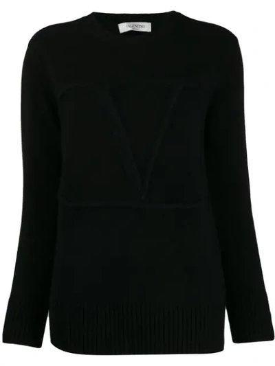 Valentino V Embroidered Sweater In Black