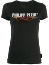 Philipp Plein Embellished Flame Logo T-shirt In Black