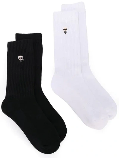 Karl Lagerfeld K/ikonik Sporty Socks Set In Black