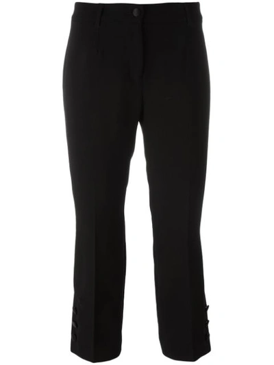 Dolce & Gabbana Button-cuff Cropped Wool-blend Trousers In Black