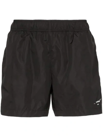 Off-white Logo Print Swim Shorts In Black White