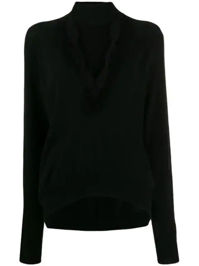 Pinko Lace-embellished Cut Out Jumper In Black