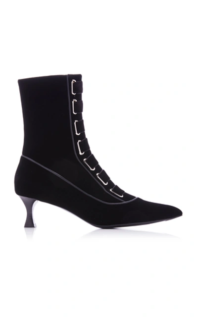 Tabitha Simmons For Brock Collection Velvet Ankle Boots In Black