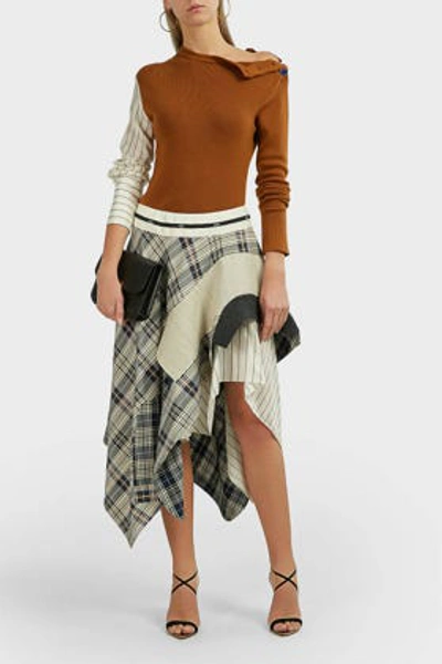 Monse Draped Plaid Crepe Skirt In Stripes
