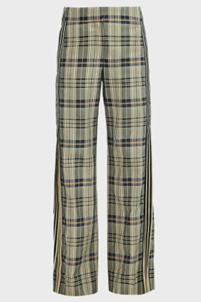 Monse Plaid Racing-striped Crepe Trousers In Check