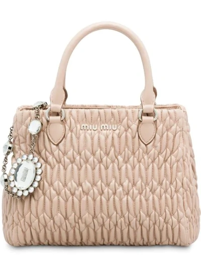 Miu Miu Cloqué Nappa Leather Bag In Neutrals