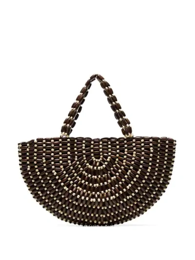 Rixo London Bruna Beaded Tote Bag In Brown