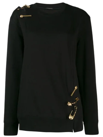 Versace Medusa Detailed Knit Jumper In Black