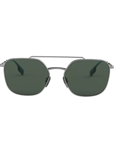 Burberry Eyewear Square Frame Aviator Sunglasses In Metallic