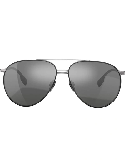 Burberry Eyewear Be3108 Gunmetal / Matte Black Sunglasses In Metallic