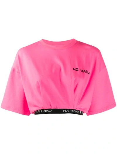Natasha Zinko Logo Cropped T-shirt In Pink