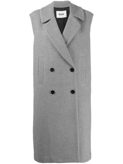 Msgm Double Breasted Sleeveless Coat In Grey