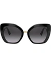 Valentino Cat Eye Frames V Logo Sunglasses In Black