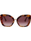 Valentino Tortoiseshell Effects V Logo Sunglasses In Brown