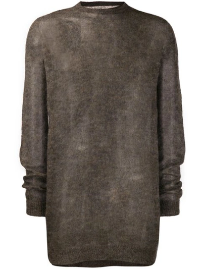 Rick Owens Transparent Knitted Sweater In Brown