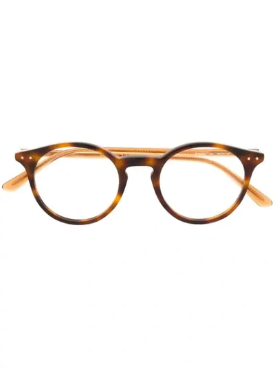 Bottega Veneta Round Frame Glasses In Brown