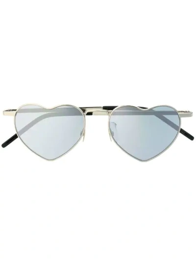 Saint Laurent Heart Frame Sunglasses In Silver