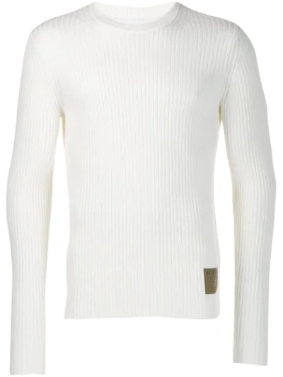 Helmut Lang Ribbed Knit Jumper In White