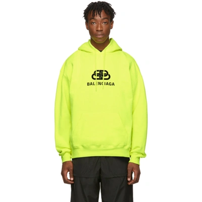 Balenciaga Bb Logo Hooded Sweatshirt In Yellow | ModeSens