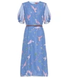 Altuzarra Gormann Bird-print Silk-chiffon Midi Dress In Blue