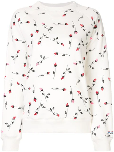 Adam Selman Sport Floral-print Cotton-blend Fleece Sweatshirt In White