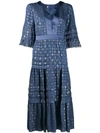 Temperley London Suki Tiered Satin-trimmed Metallic Fil Coupé Chiffon Dress In Blue