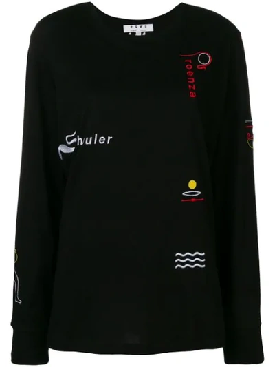 Proenza Schouler Embroidered Long Sleeve T-shirt In Black