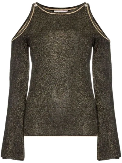 Peter Pilotto Glittered Cold-shoulder Jumper In Black