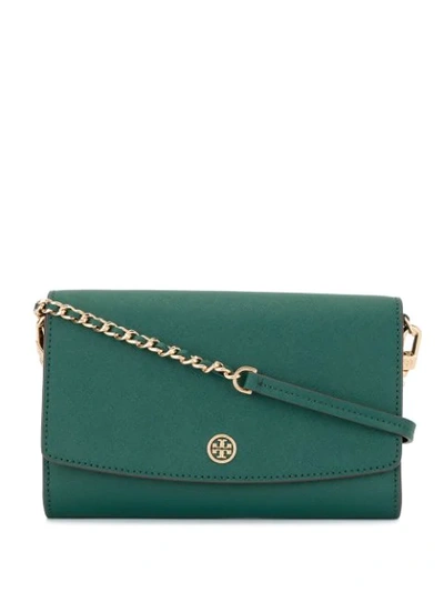 Tory Burch Robinson Chain Wallet In Green