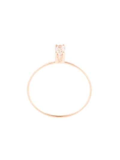 Natalie Marie 9kt Rose Gold Tiny Marquise Rutilated Quartz Ring