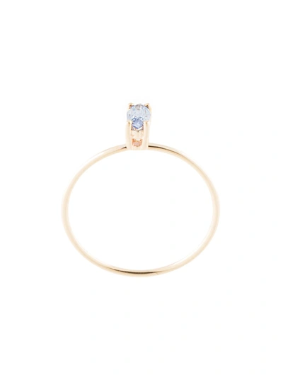Natalie Marie 9kt Yellow Gold Tiny Marquise Pale Blue Sapphire Ring